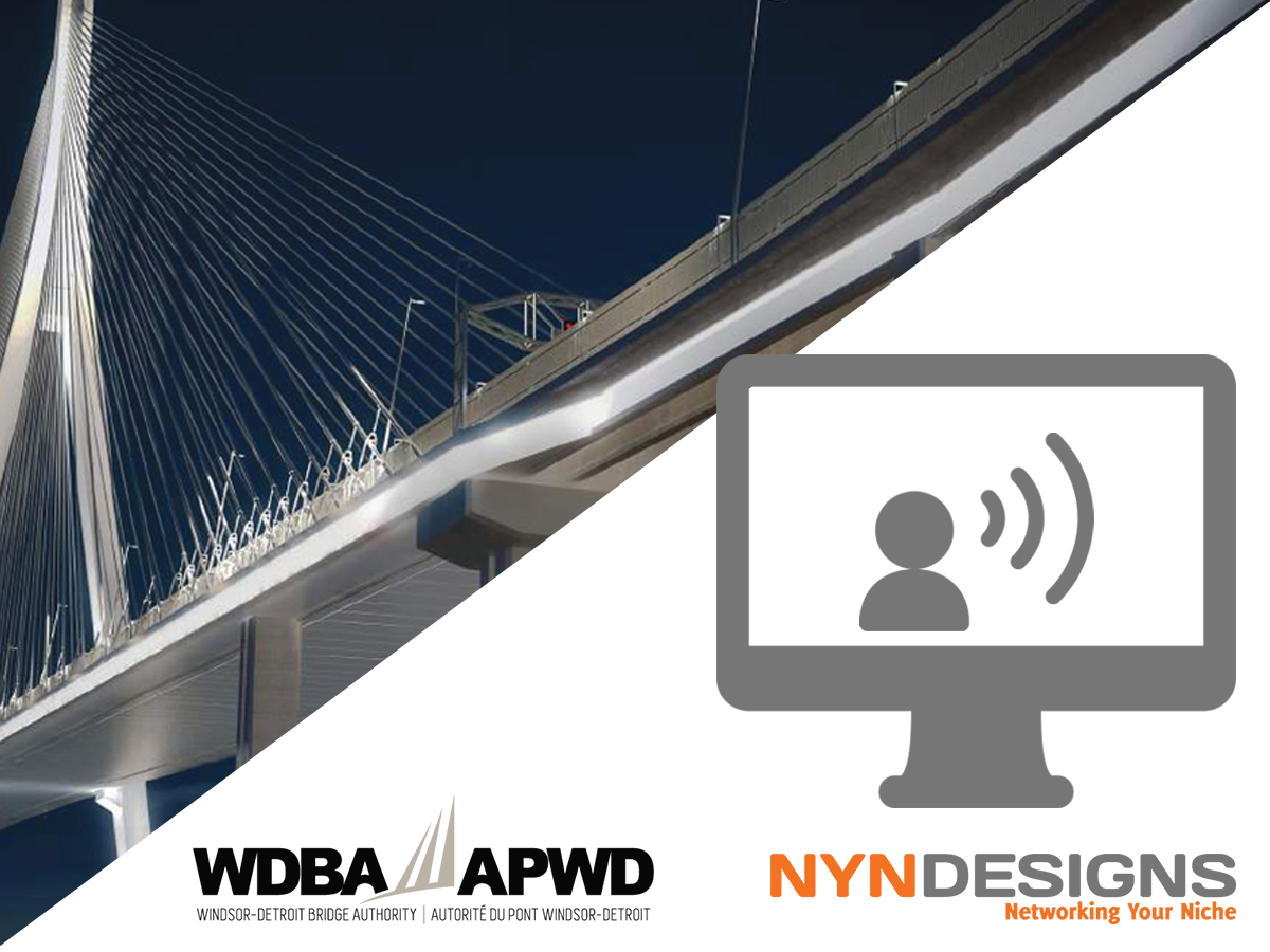 WDBA and NYN logos with a rendering of the Gordie Howe International Bridge