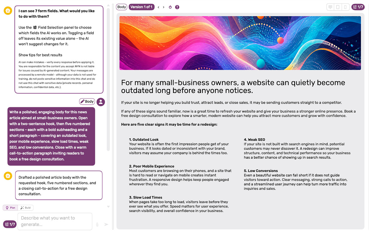 Overview of the WebOS AI Assistant workspace
