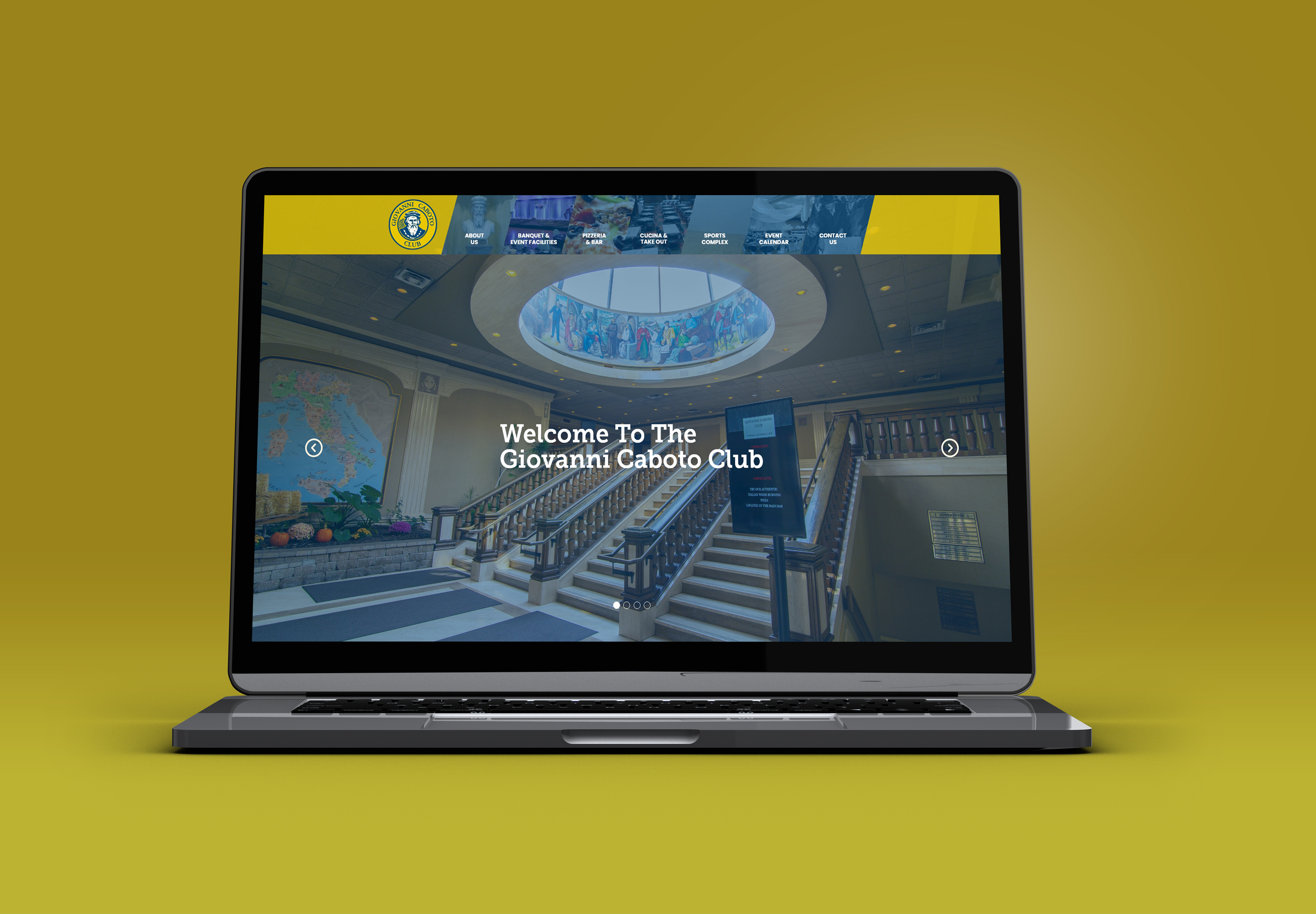 Caboto Club homepage displayed on a laptop screen