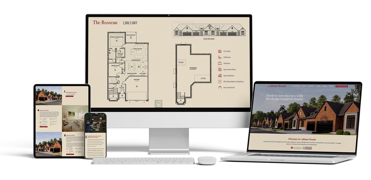 Callams Woods website on multiple devices