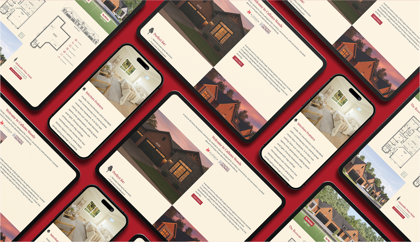 Callams Woods website on multiple devices