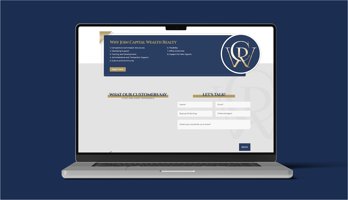 Capital Wealth Realty - Website displayed on laptop
