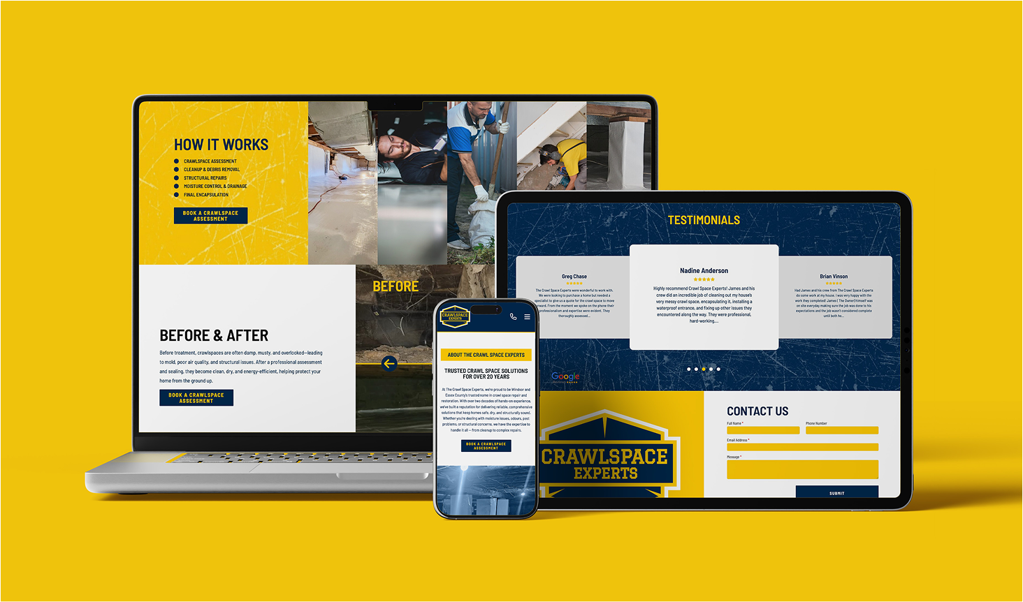 Crawlspace Experts website on multiple devices