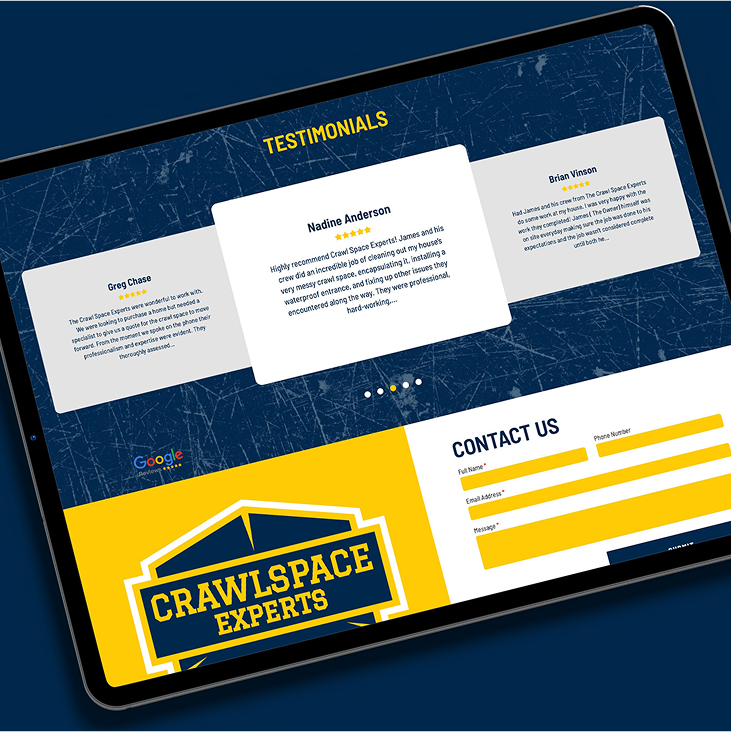 Crawlspace Experts website on tablet screen