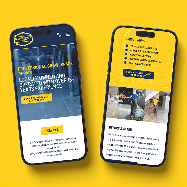 Crawlspace Experts website on phone screen