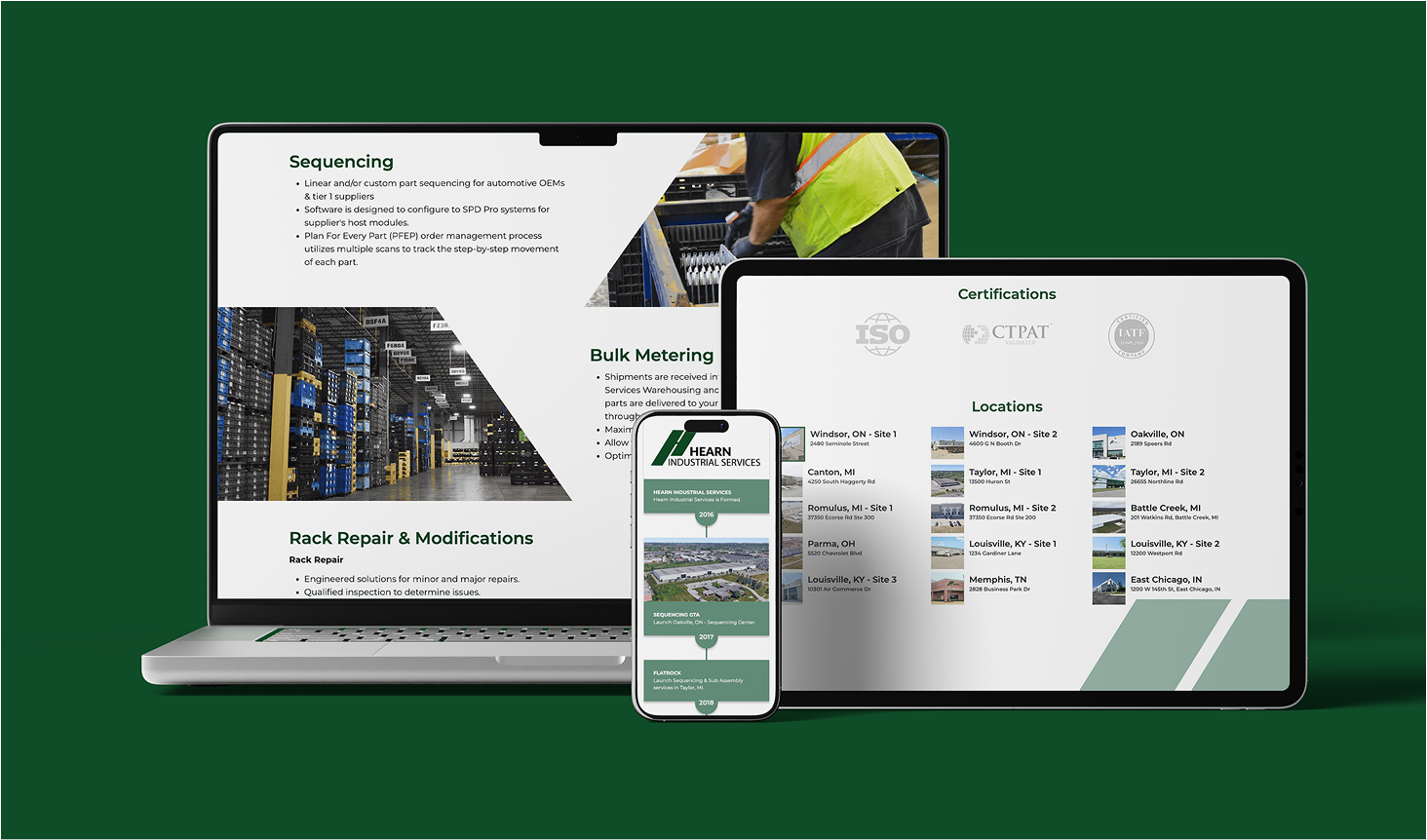 Hearn Industrial Website on Multiple Devices