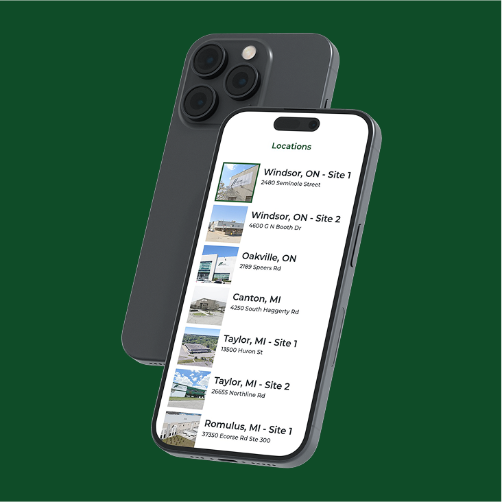 Hearn Industrial Website on a mobile phone screen
