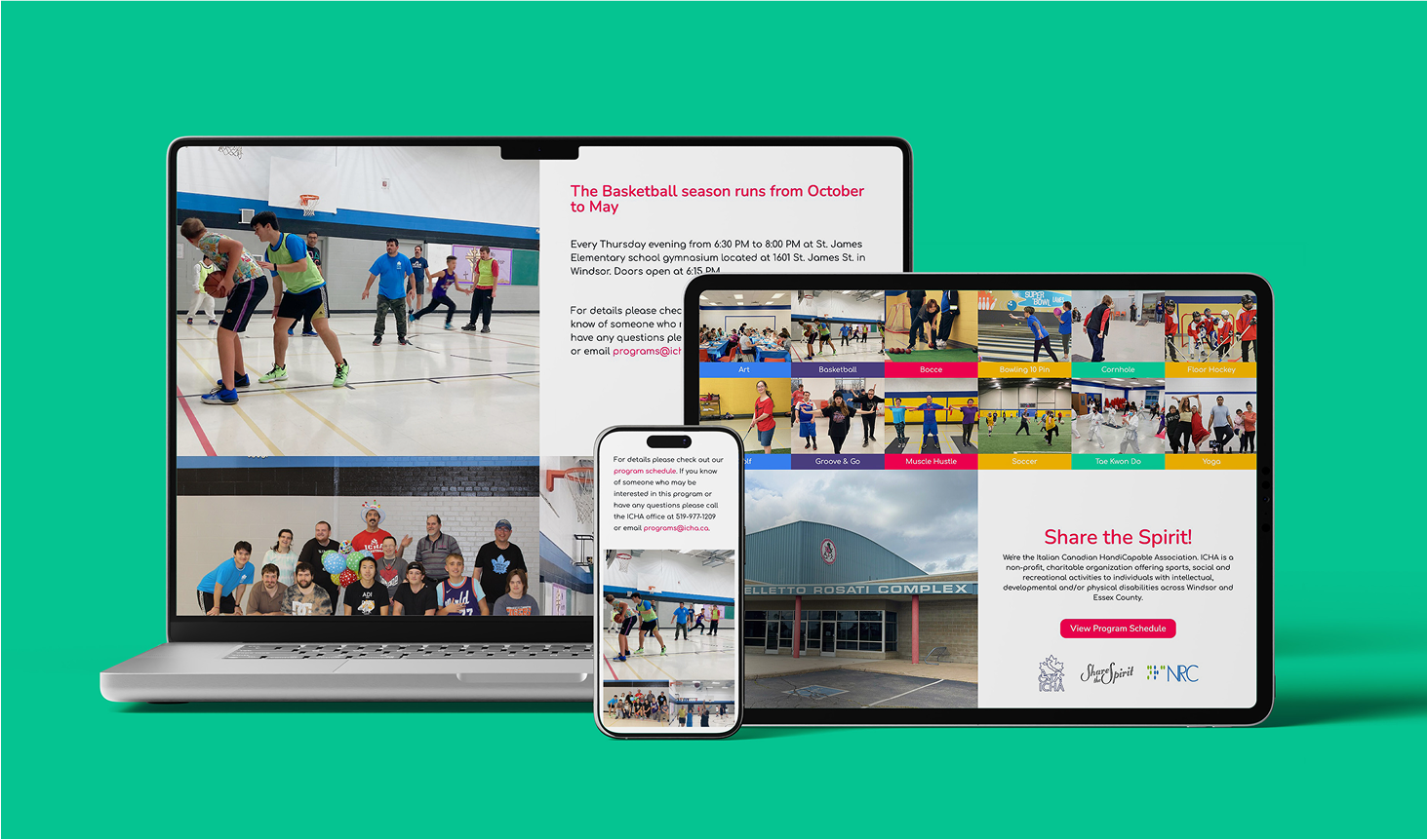 ICHA Website on multiple devices