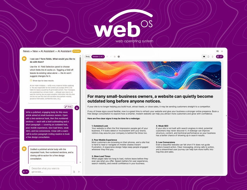 The New WebOS AI Assistant&nbsp;